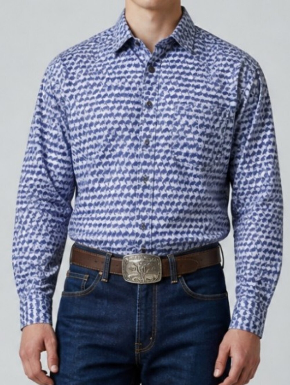 Blake Shelton X Lands End Collaboration Shirt Mens Size Large Blue